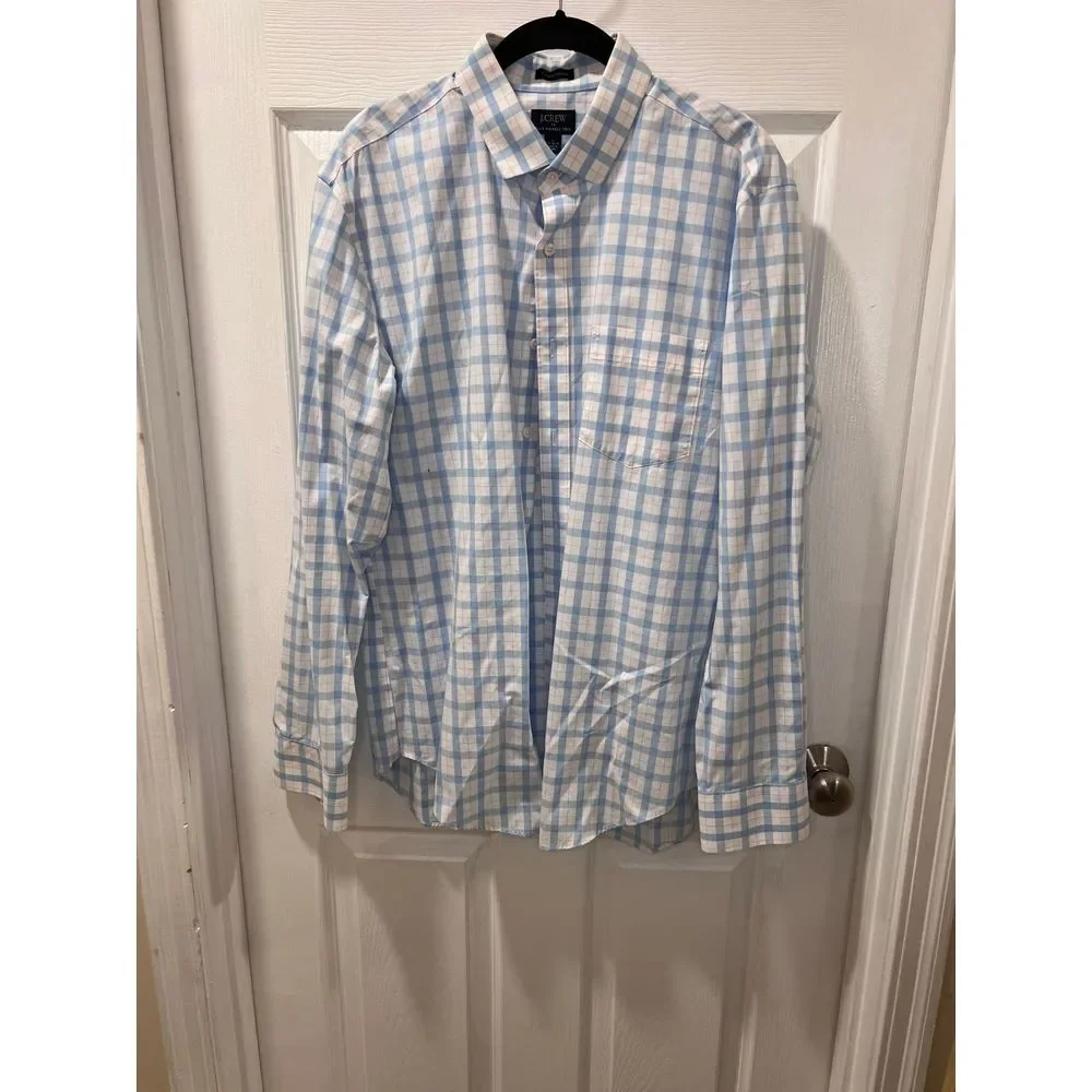 J.Crew Classic-Fit Button-Down Shirt in Light Blue‎ and White Check Pattern